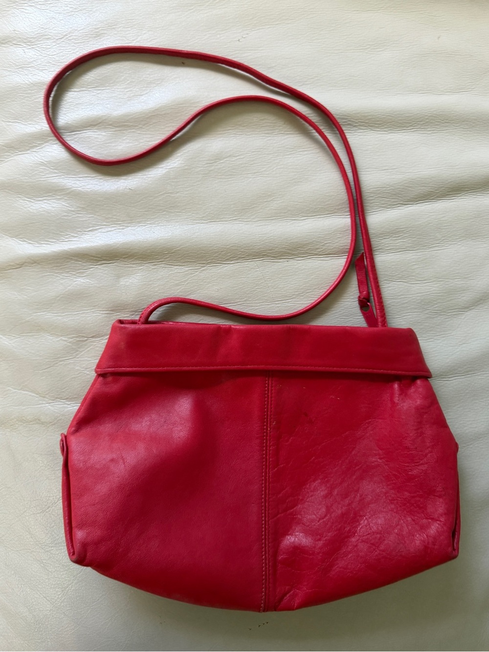 Red Leather Crossbody Shoulder Bag